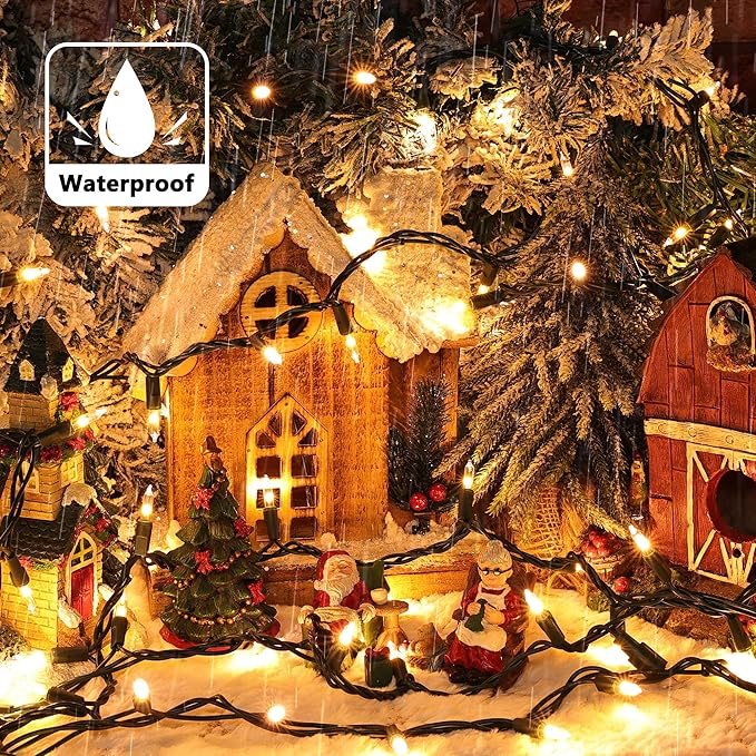 Christmas Lights -1 Pack 21.5FT 100LED Conectable Waterproof String Lights Brighter Detachable Plug-in Lights Indoor & Outdoor for Christmas Decoration(Warm White)