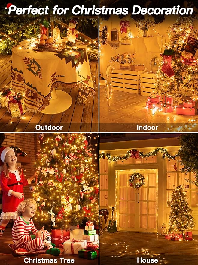Christmas Lights 131FT 400 LED, Christmas Tree Light with 8 Lighting Modes, Outdoor Waterproof String Lights with Remote and Timer, Fairy Light for Holiday Decor (Warm White)