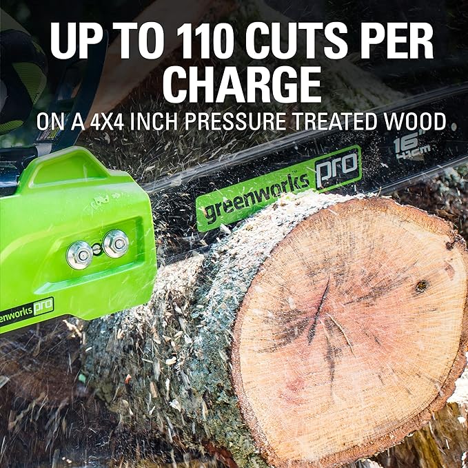 Greenworks 80V 16 Brushless Cordless Chainsaw (Great For Tree Felling, Limbing, Pruning, and Firewood / 75+ Compatible Tools), 2.0Ah Battery and Charger Included