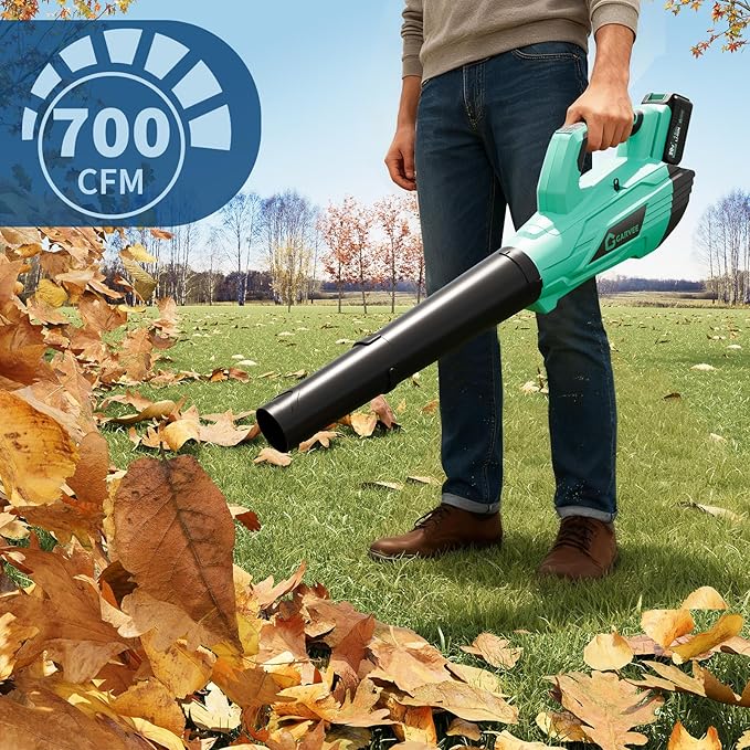 20V Cordless Leaf Blower with 650 CFM and 200 MPH High-Speed Airflow, Includes 2¡¿2.0Ah Batteries and Fast Charger, Lightweight Design for Lawn, Patio, and Debris Cleaning