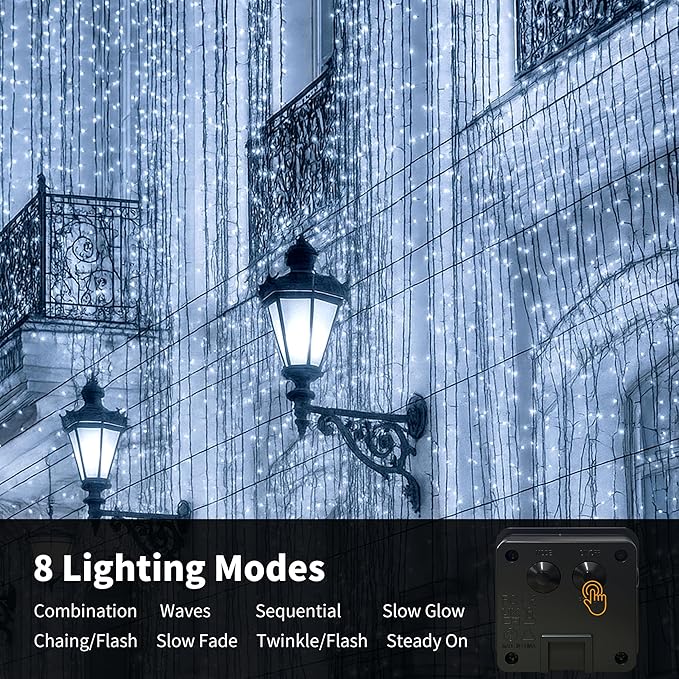 Solar String Lights Outside, 4Pack 480 LED Fairy Lights, 160FT Solar Twinkle Light with 8 Modes Waterproof Outdoor for Christmas Tree Halloween Wedding Garden Patio Yard Decorations(White)