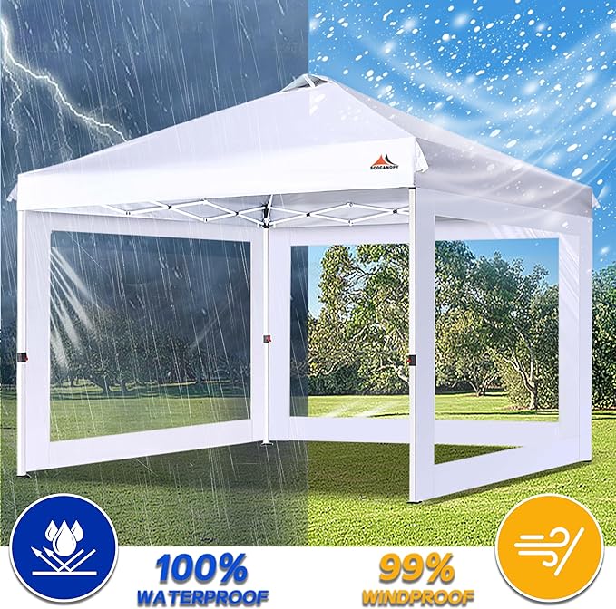 SCOCANOPY Clear Window Sidewall for 10x10 Canopy Frame, 3 Pack Sunwalls Only,(Red)
