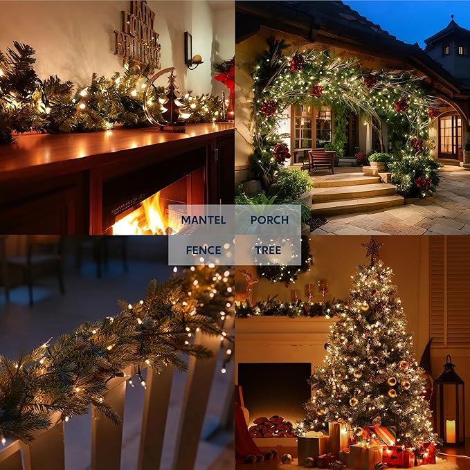 Joiedomi Clear Christmas String Lights Indoor,200(2x100) Mini Warm White Fairy Light,42.8 FT Lighting Decor for Patio Dorm Classroom Bedroom Holiday Wedding Party Garland Birthday Festival,Green Wire