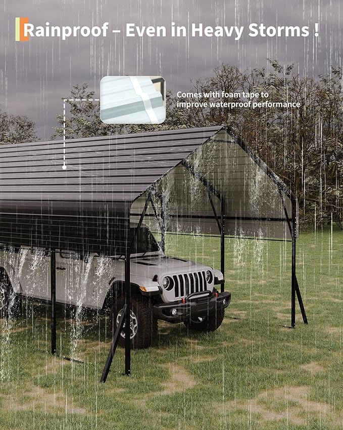 13x26 FT Heavy Duty Metal Carport Kit, Reinforced Frame with Anchors, for Trucks, Boats, RV, Tractor, 100MPH Wind & 35PSF Snow Rating, Easy Assembly