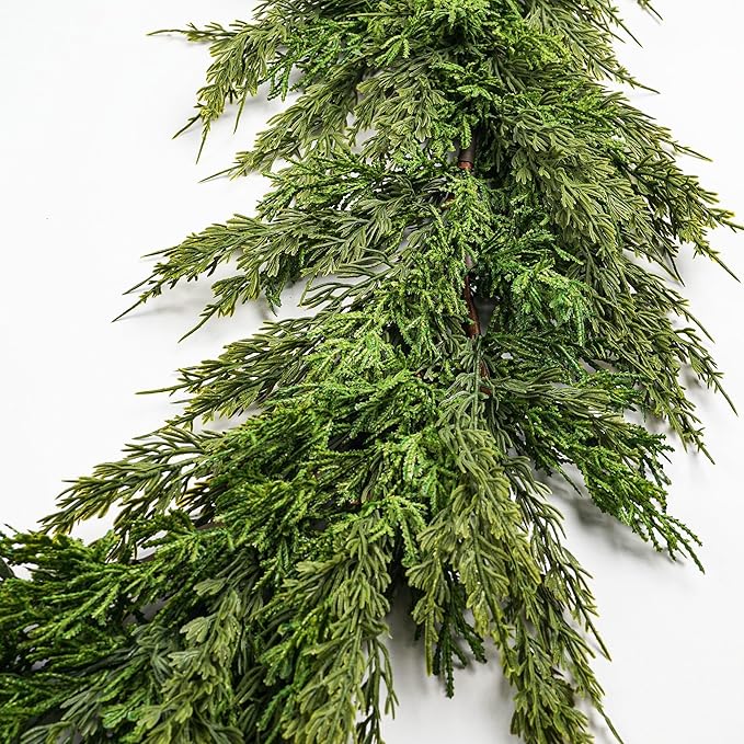 Norfolk Pine Garland 6ft Real Touch Realistic Christmas Pine Garland, Greenery Artificial Christmas Decorations for Table, Mantle, Wall