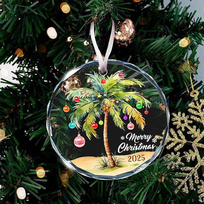 Palm Tree Christmas Ornament - Coastal Beach Ornaments for Christmas Tree, Ocean and Beachy Ornaments for Your Beach Themed, Unique Decorations for A Tropical Holiday