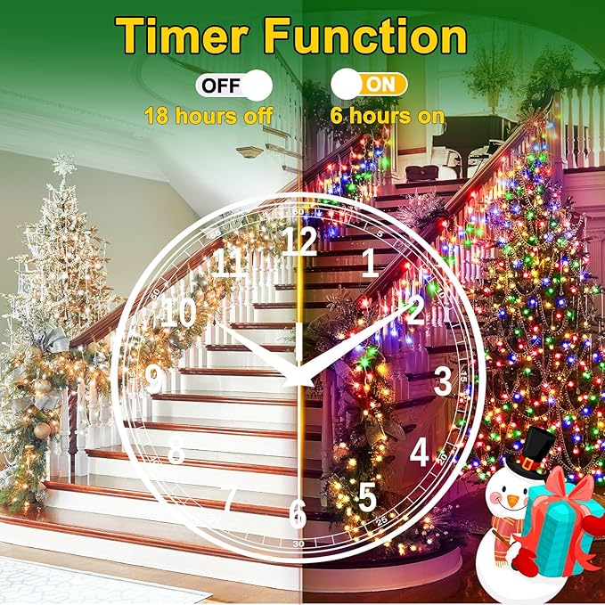 SAUIRS 2Pack 320 LED Christmas Lights Outdoor Decorations with 120 Drops Timer 8Mode 66FT Curtaing Lights Waterproof Plug in Fairy Lights for Indoor,Xmas,Party,Patio,Window,Trees Decor(Multicolor)