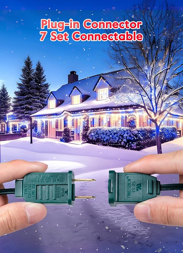 Minetom 100 Feet Led Christmas Lights,Blue White C9 Christmas String Lights Outdoor, 100 Strawberry Bulbs Connectable UL Certified for Indoor Outdoor Roofline Patio Holiday Party Backyard Xmas Decor