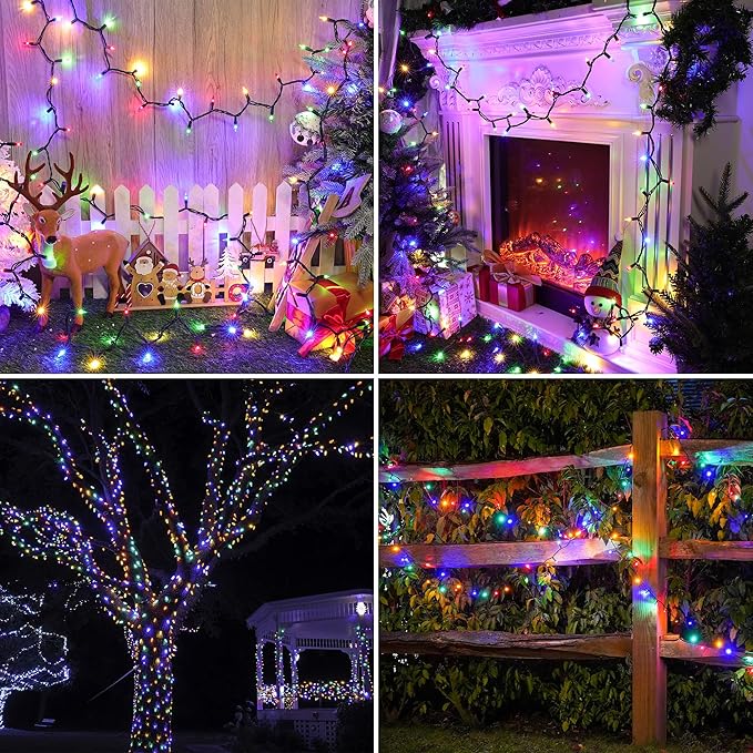 Christmas Lights -1 Pack 21.5FT 100LED Conectable Waterproof String Lights Brighter Detachable Plug-in Lights Indoor & Outdoor for Christmas Decoration(Mulitcolor)
