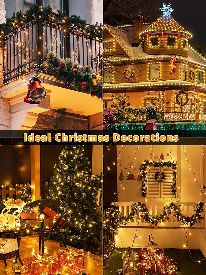 500 LED 164 FT Christmas Lights, Waterproof Outdoor String Lights with Remote and Timer, Christmas Tree Lights with 8 Modes Dimmable, Fairy Lights for Holiday Decor (Warm White)