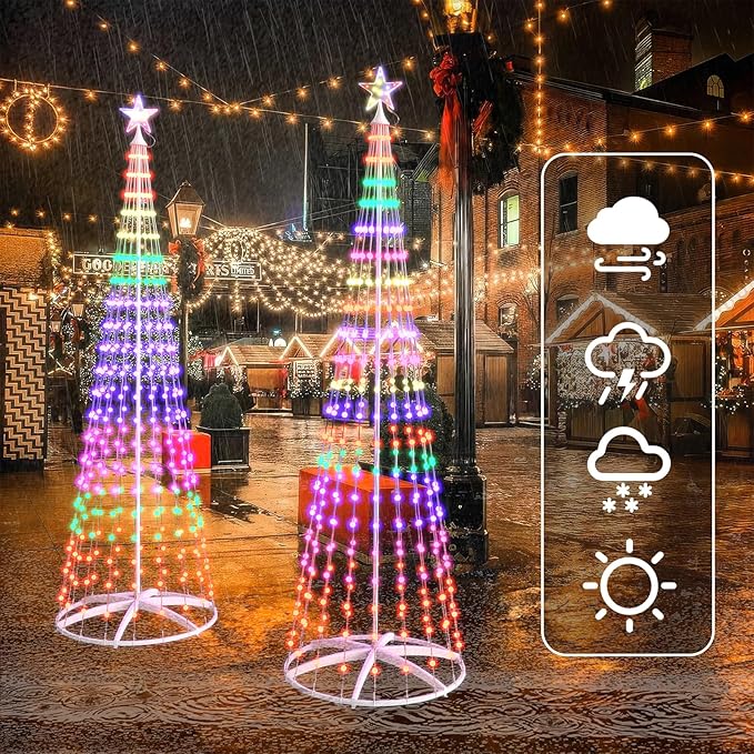 Christmas Tree with Lights, 7.2 FT 352 LED Smart Color Change, Bluetooth App & Remote Control, Timer Music Sync, DIY RGB Outdoor Christmas Tree Show for Christmas Decorations