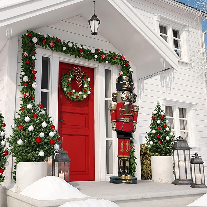 Step2 Nutcracker Prince Holiday DIY Décor, 6-Foot Tall (1.8m) Plastic Statue with Festive Centerpiece Appeal, Indoor/Outdoor, White