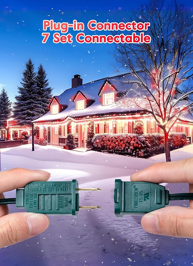 Minetom C9 Christmas String Lights, 200 Ft LED Commercial Outdoor Christmas Lights with 200 Red and Pure White C9 Bulbs, Waterproof Connectable UL Certified for Indoor Roofline Backyard Xmas Decor