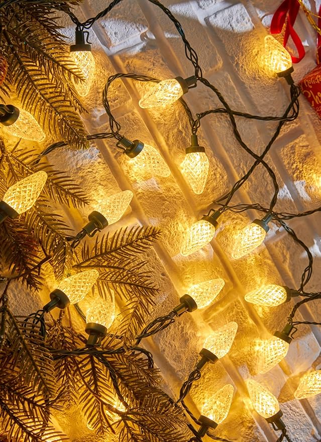 C9 LED Christmas Lights Outdoor, 81 Feet 100 LED String Lights With Timer & 8 Lighting Mode, Waterproof Commercial Grade Extendable for Indoor Outside Roofline Patio Home Xmas Decoration, Warm White