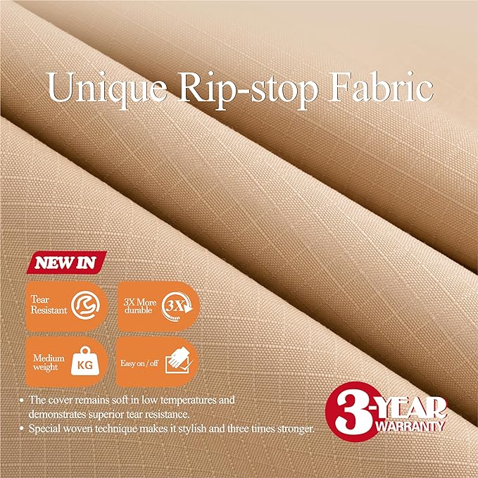 WJ-X3 Patio Chair Cover, Outdoor Lounge Cover, Heavy Duty, Waterproof Lawn Chair Covers, 36W x 40D x 36H, Beige, 2-Pack