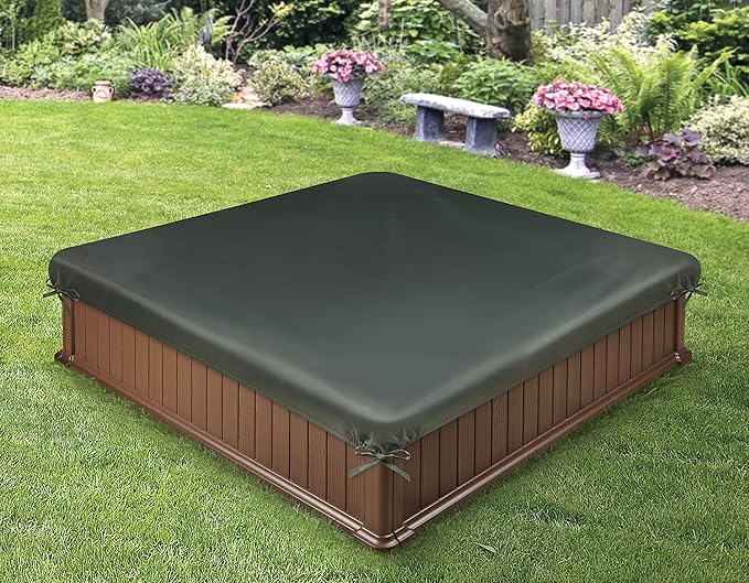 Badger Basket 2 in 1 Sandbox & Garden Planter - Easy Assembly Outdoor Sensory Play and Planting Box - Durable Woodgrain Plastic with Cover & Liner - (48.75 x 48.75 x 12.01)