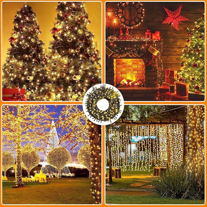 Extra Long 264Ft 800 LED Christmas Lights with Timer, Green Wire Fairy Starry String Lights Plug in, 8 Modes and Memory, forIndoor Outdoor Xmas Tree Wedding Party Decoration,Warm White
