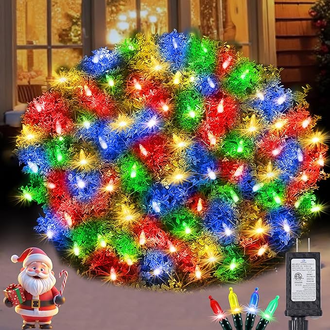 Christmas Net Lights Outdoor for Bushes, 6x5ft 120LED Net Light Outdoor Mesh Lights, Connectable Waterproof Net Light for Bushes,Garden,Yard,Trunk,Xmas Tree,Christmas Décor (Multicolor)
