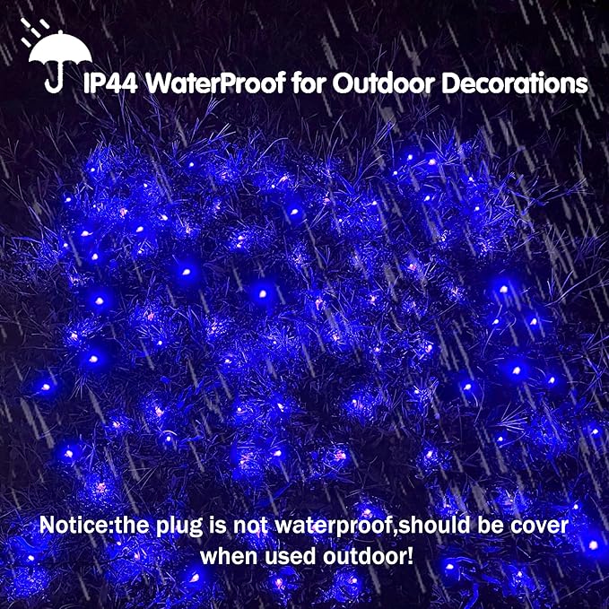 HISHINY LED Blue Christmas Net Lights Outdoor,6ftx6ft 144LED Green Wire, Connectable Indoor Outdoor Bush Mesh Net Lights String for Halloween Christmas Party,Shrub,Yard,Tree（Blue）