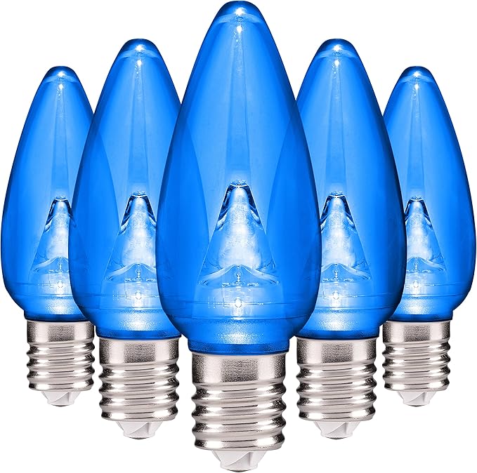 Holiday Lighting Outlet Smooth C9 Christmas Lights | Blue LED Bulbs for Indoor & Outdoor Christmas Decor | Set of 25