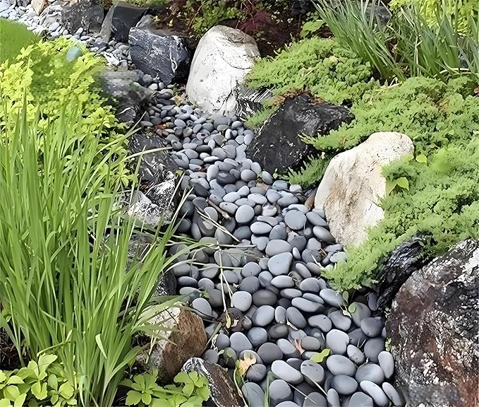 10 Pounds Black River Rocks, 2-3 Inch Black Stones Pebbles for Plants, Landscaping, Garden, Aquarium, Backyard and Indoor Water Fountains