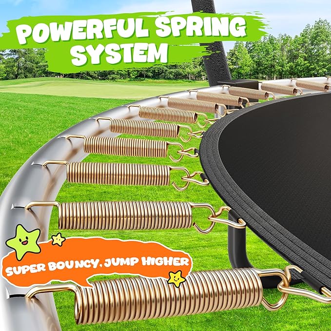 Trampoline 8FT 10FT 12FT 14FT 15FT 16FT, Recreational Trampolines with Enclosure Net and Ladder, Outdoor Anti-Rust Trampolines for Kids and Adults, ASTM Approved