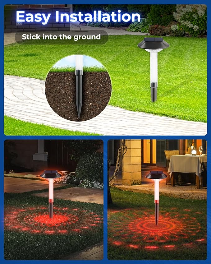ALEPOD Color Changing Solar Pathway Lights - 10 Pack IP68 Waterproof with 7 RGB Modes for Halloween & Christmas Yard, Garden, Walkway, Pathway, Backyard, Lawn Decoration