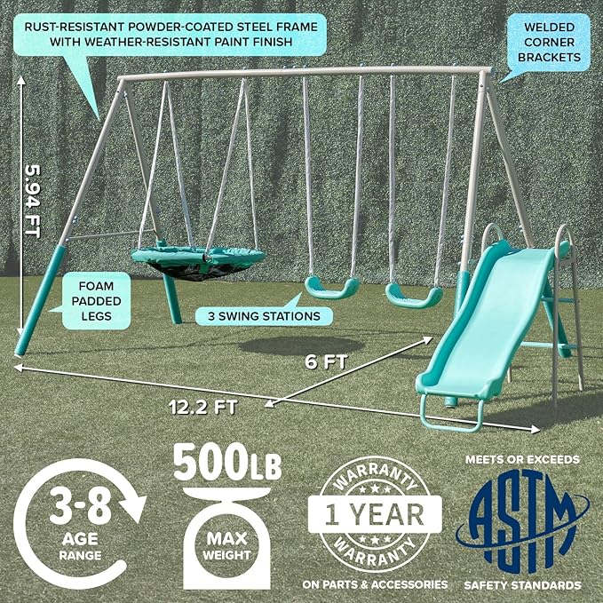 Sportspower Super Saucer Metal Swing Set: 2 Swings