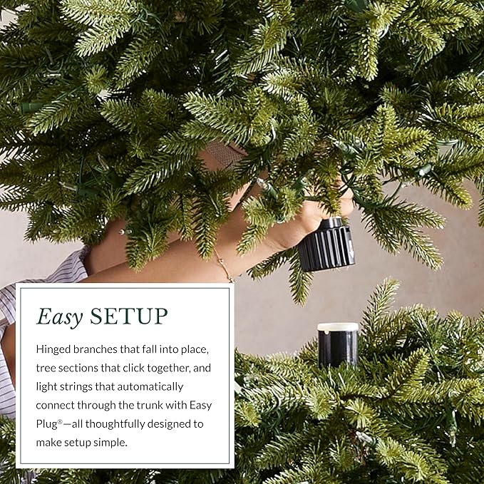 Balsam Hill 4.5ft Pre-Lit Classic Blue Spruce - Artificial Christmas Tree with 300 Clear Incandescent Lights, Easy Plug Technology, Premium Stand for Indoor Holiday Decorating
