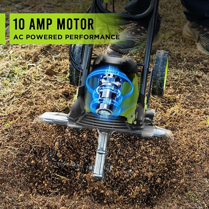 STEELITE 14-Inch Corded Electric Tiller, 10 Amp Powerful Garden Cultivator for Soil Preparation and Landscaping ? Lightweight, Durable, and Easy to Use
