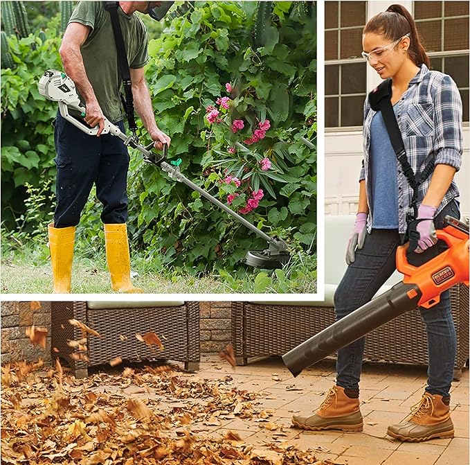 Trimmer Strap Upgraded for Weed Shoulder Strap Easy Release Brush Cutter Harness Blower Strap Universal Compatible with EGO/Greenworks/DEWALT String Trimmers, Leaf Blower, Shrub Trimmer