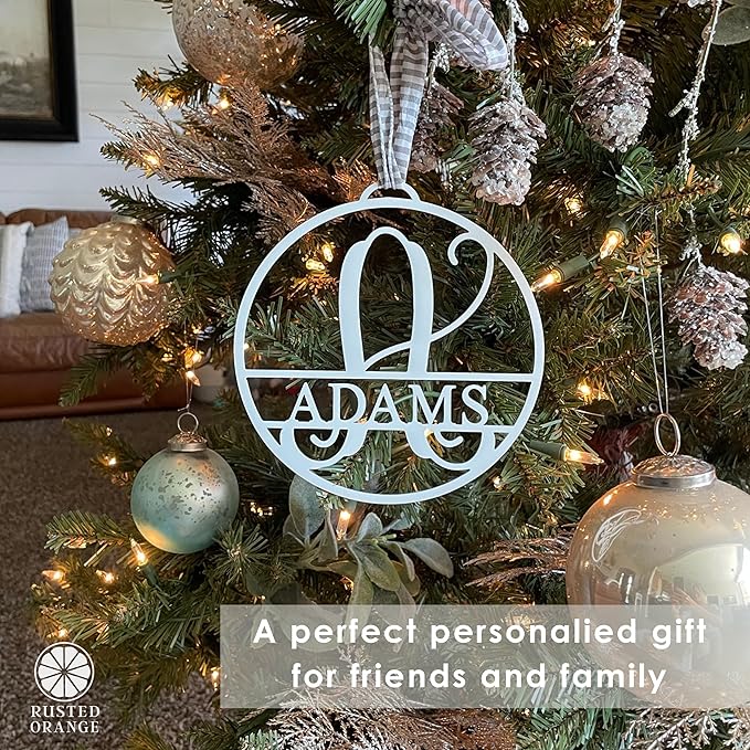 Set of 5 Personalized Circle Monogram Christmas Ornaments – 2025 Letter Ornaments for Christmas Tree – Custom White, Silver, or Gold Holiday Decorations for Home or Gift 6 inch