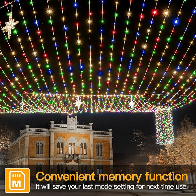 Ollny Christmas Lights 1000 LED 330 FT, IP67 Waterproof Plug in Christmas Tree Lights with Remote, 8 Modes, 3 Timers, Dimmable, House Xmas Indoor Decorations Outdoor Christmas Lights (Multicolored)