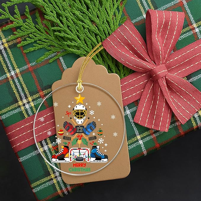 Hockey Christmas Ornament 2025 – Funny Ice Hockey Ornament for Players, Coaches, Fans – Hockey Ornaments for Christmas Tree – Field Hockey & Goalie Gear Gift for Teens, Boys, Men