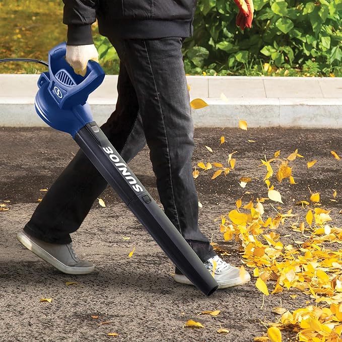 Sun Joe Corded Electric Leaf Blower Machine, 155 MPH, 260 CFM, 6-Amp Motor, Blue - Portable and Lightweight Gardening Equipment for Yard Care and Lawn Maintenance, SBJ597E-SJB