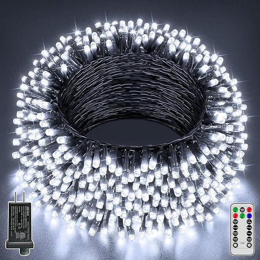 Christmas Lights 66FT 200 LED, Christmas Tree Light with 8 Lighting Modes, Outdoor Waterproof String Lights with Remote and Timer, Fairy Light for Holiday Decor (Cool White)