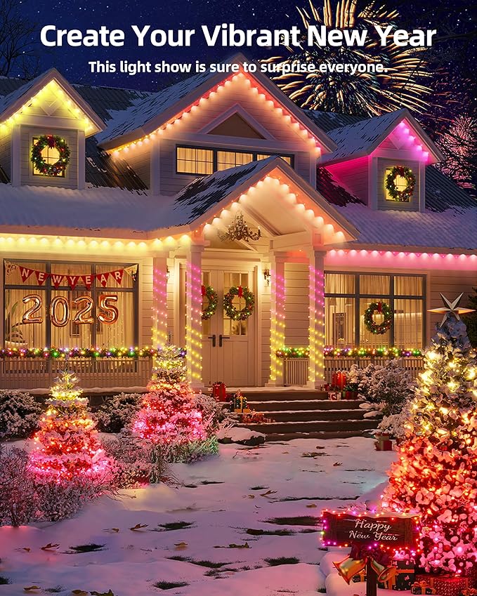 Permanent Outdoor Lights, 111ft with 72 RGBIC LED Light with App Control, Waterproof Permanent Christmas Lights for Outside Roofline Decor, Garden Decor, House,Party, Holiday Xmas Decoration