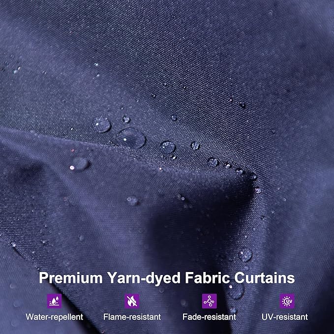 PURPLE LEAF 12' X 20' Outdoor Hardtop Gazebo for Patio Galvanized Steel Double Roof Permanent Canopy Teak Finish Coated Aluminum Frame Pavilion Gazebo with Netting and Navy Blue Curtains