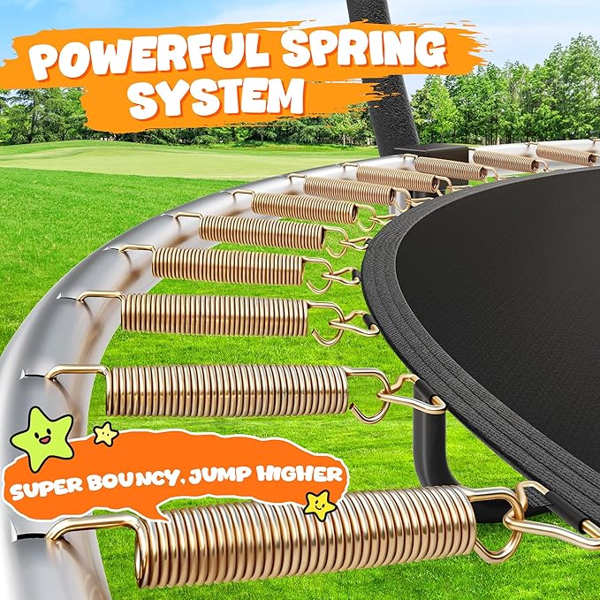 Trampoline 8FT 10FT 12FT 14FT 15FT 16FT, Recreational Trampolines with Enclosure Net and Ladder, Outdoor Anti-Rust Trampolines for Kids and Adults, ASTM Approved