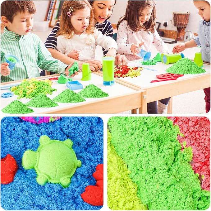 NiToy FlexiSand Value Pack Colored Moldable Self-Sticking Sand, Never Dries Out Fun for 3 Years and Up Kids, Bulk Refill for Sensory Sand Box Toys, Ideal for Shaping and Molding (11lbs, Green)