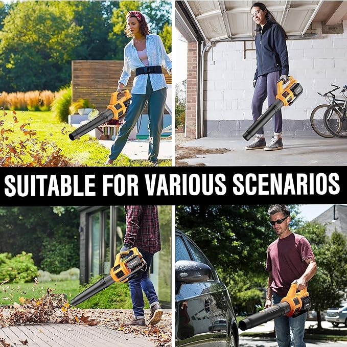 EWORK 21V Cordless Leaf Blower, Powerful Turbo Mode & 550 CFM, 2¡¿3.0Ah Batteries & Fast Charger, Lightweight Electric Leaf Blowers for Lawn Care, Patio, Leaves & Dust