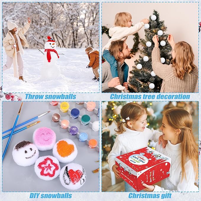 Fovths 200 Pack Snow Toy Ball for Kids 2 Inch Artificial Snow Fight Ball Set Realistic Fake Snow Toss Ball Set for Indoor & Outdoor Snow Fight Christmas Tree Decoration and Winter Family Toss Games