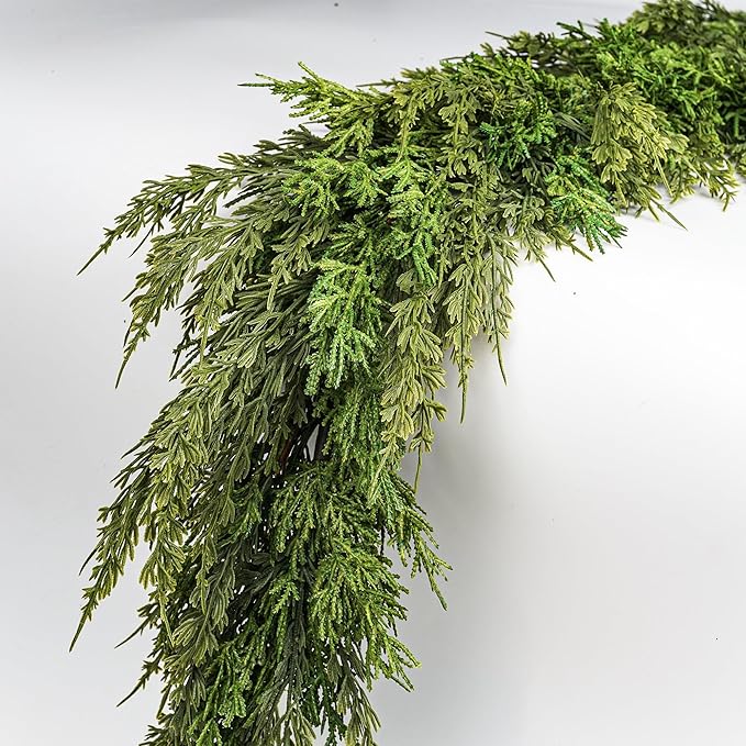 Norfolk Pine Garland 6ft Real Touch Realistic Christmas Pine Garland, Greenery Artificial Christmas Decorations for Table, Mantle, Wall