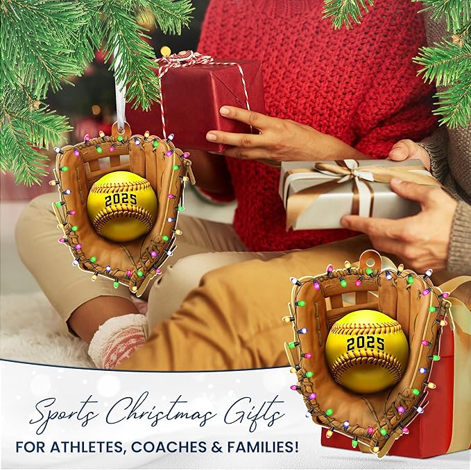 FLAGWIX Christmas Softball Gifts for Girls 8-12, Softball Ornament - 2D Acrylic Ornaments 2025 for Christmas Tree Decorations - Gifts for Sporty Girls, Coach, Sports Ornament Decor