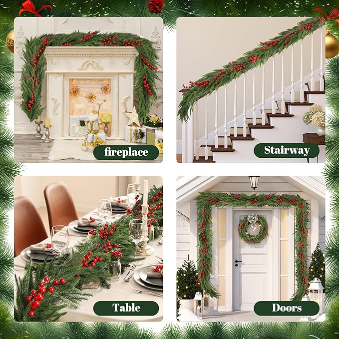 72 Inch Christmas Garland, Holiday Pine Decoration (2)