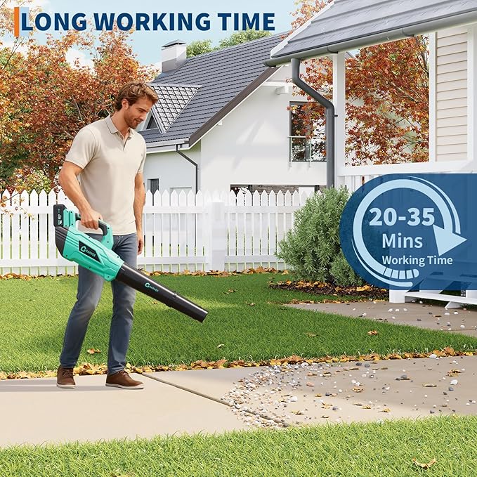 20V Cordless Leaf Blower with 650 CFM and 200 MPH High-Speed Airflow, Includes 2¡¿2.0Ah Batteries and Fast Charger, Lightweight Design for Lawn, Patio, and Debris Cleaning