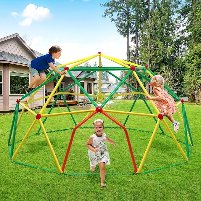 Zupapa 10FT Climbing Dome, Outdoor Wide Door Dome Climber for Kids Supporting 1000 lbs, Easy Assembly Playground Jungle Gym Backyard Play Equipment