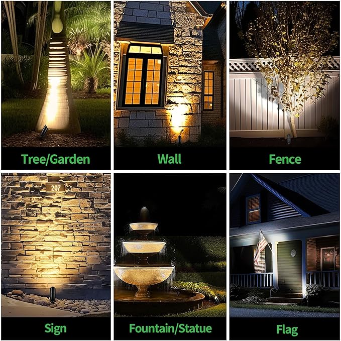Landscape Spotlights, Black Low Voltage LED Outdoor Lighting, IP65 Waterproof Aluminum uplight for Yard House Porch with 5W MR16 Bulb 4000K 12 Pack