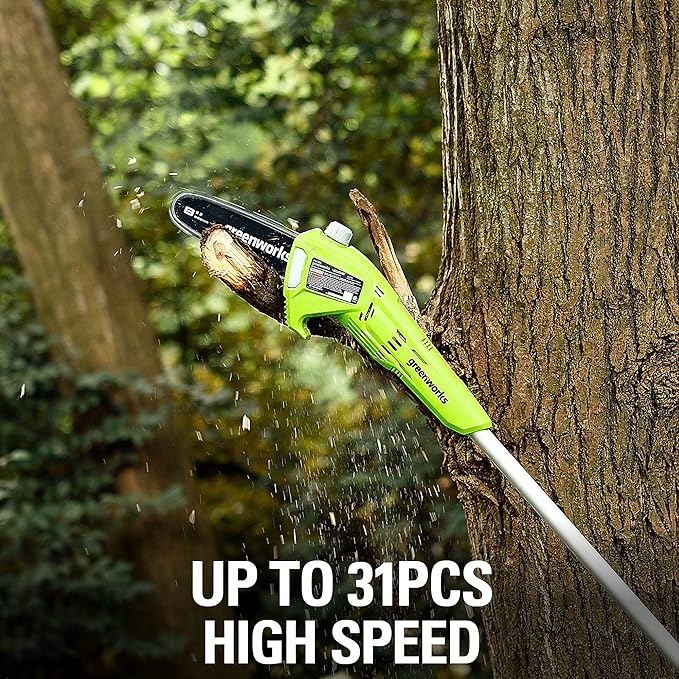 Greenworks 24V 8 Cordless Polesaw (Great For Pruning and Trimming Branches / 200+ Compatible Tools), Tool Only