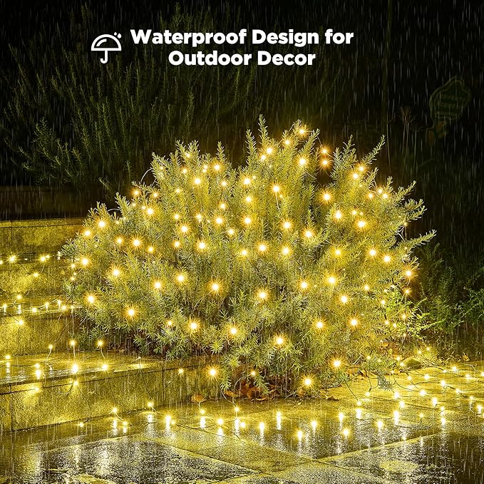 BlcTec Upgraded Outdoor Christmas Lights 280LED 10ft x 6.7ft Christmas Net Lights with UL Certified, 8 Modes, Timer, Connectable, Waterproof & Thick Wire for Bushes, Shrubs Decorations, WarmWhite